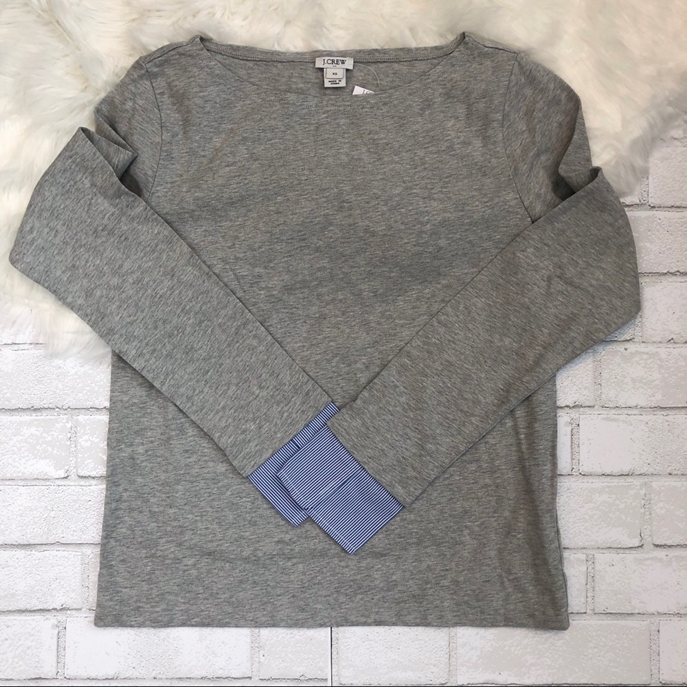 J Crew Gray boatneck Jersey top